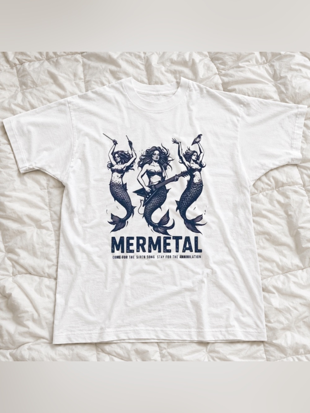 Gildan White Mermetal Graphic Men’s Swim Tee